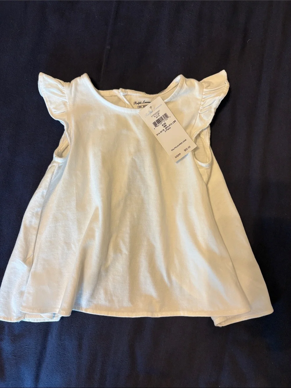 Ralph Lauren White Ruffle Sleeve Top with Navy Star Shorts